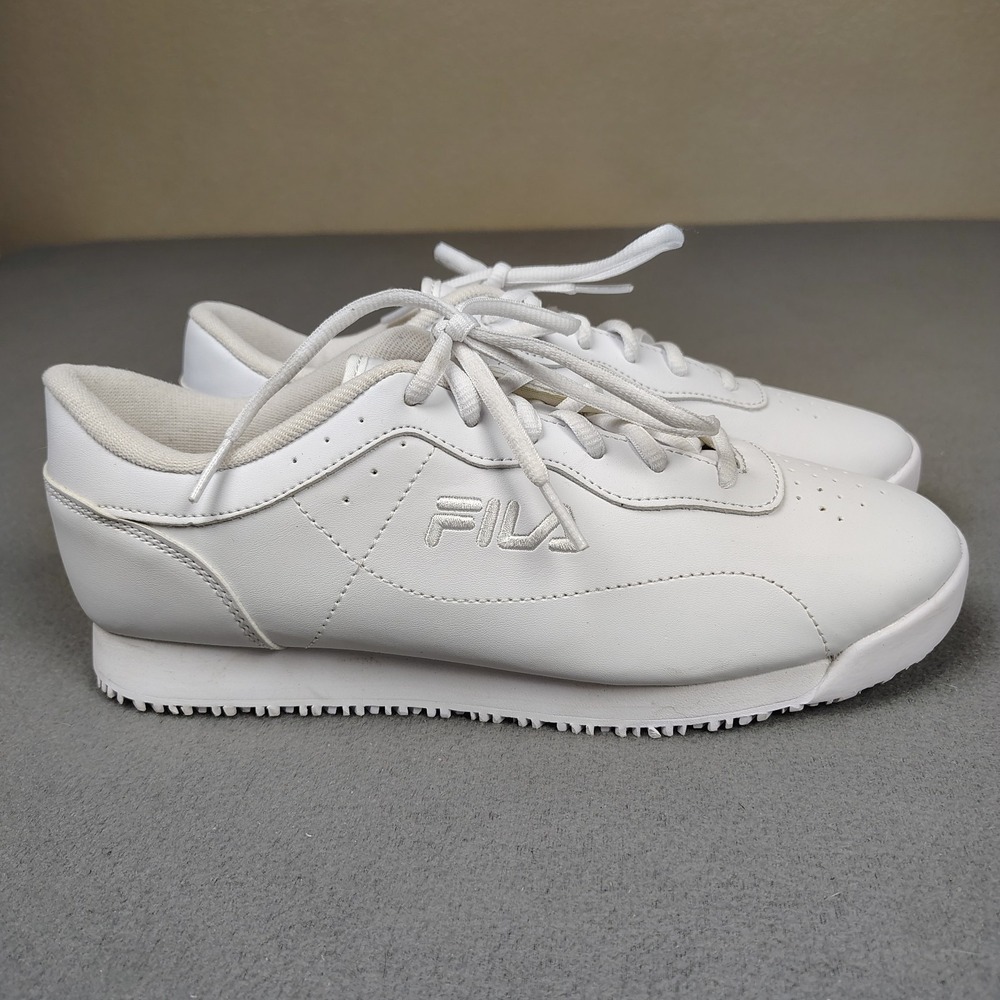FILA Viable Work Shoes Women 9.5 All White Slip Resistant Sneaker Memory Foam EC